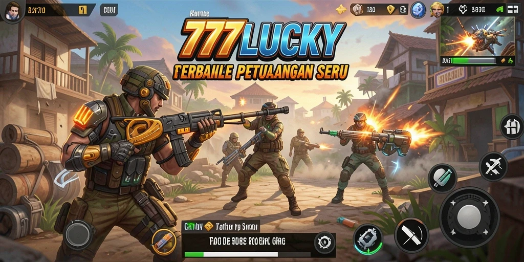 Screenshot utama menunjukkan aksi seru dalam Battle Royale 777LUCKY.