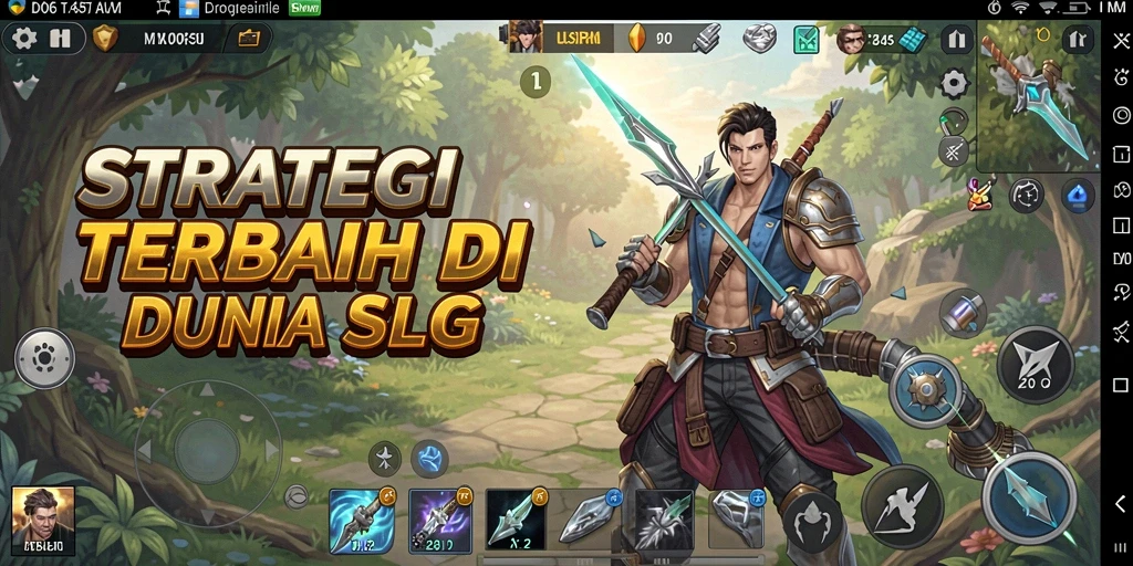 Screenshot D06 menampilkan pertempuran epik dalam gameplay SLG.