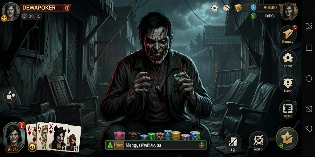 Tampilan gameplay DEWAPOKER yang seram dan mendebarkan.