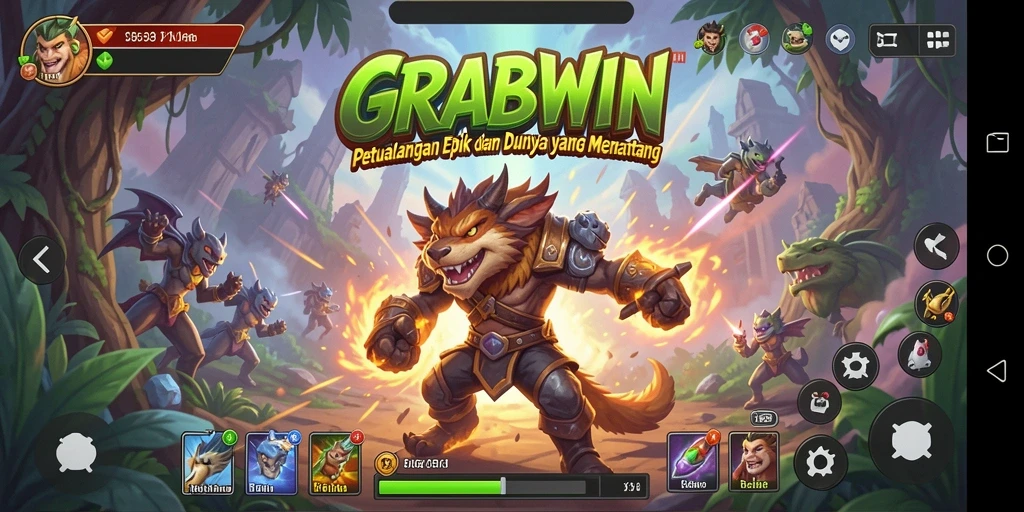 Tangkapan layar menampilkan gameplay petualangan GRABWIN yang mendebarkan.