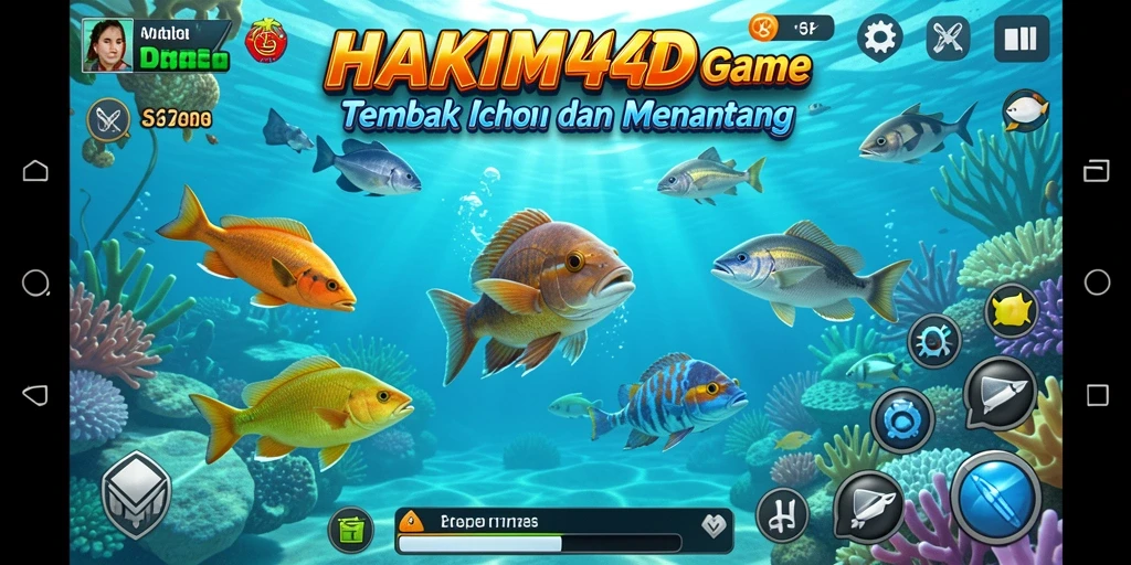 Tangkapan layar menunjukkan gameplay seru di <strong>HAKIM4D</strong> saat menembak ikan.