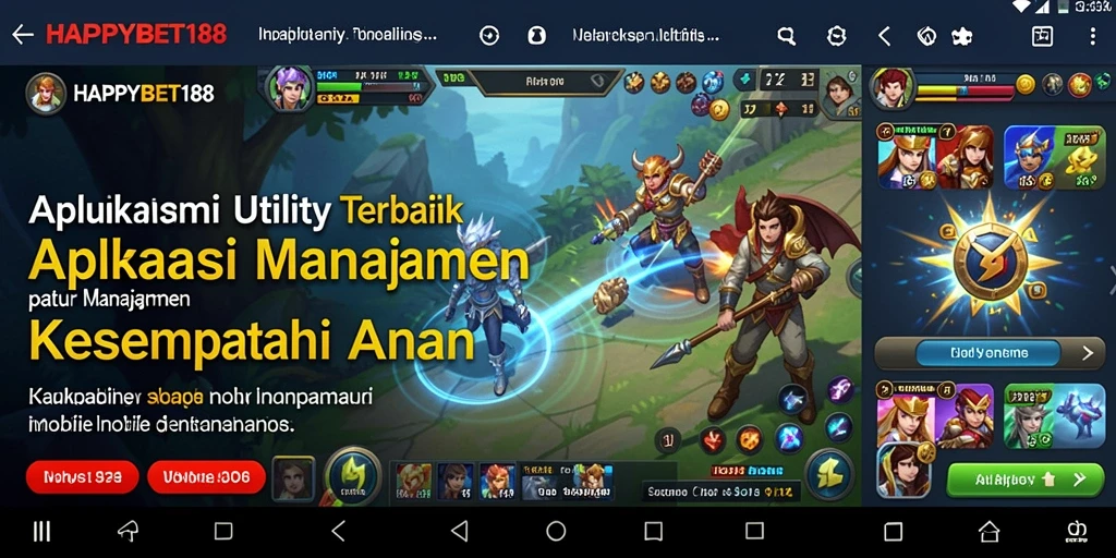 Tampilan antarmuka aplikasi HAPPYBET188 dengan fitur Utility.