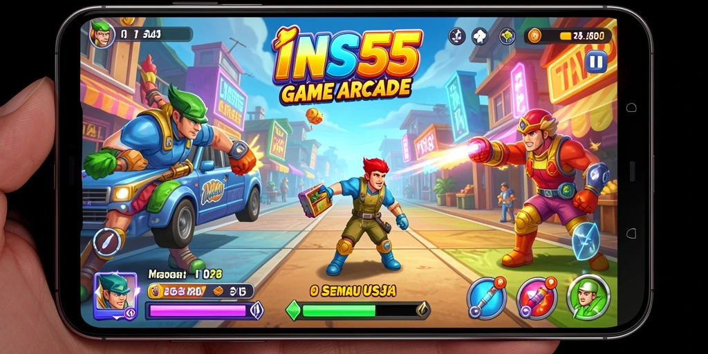 Tangkapan layar gameplay INS55 yang penuh warna dan seru.