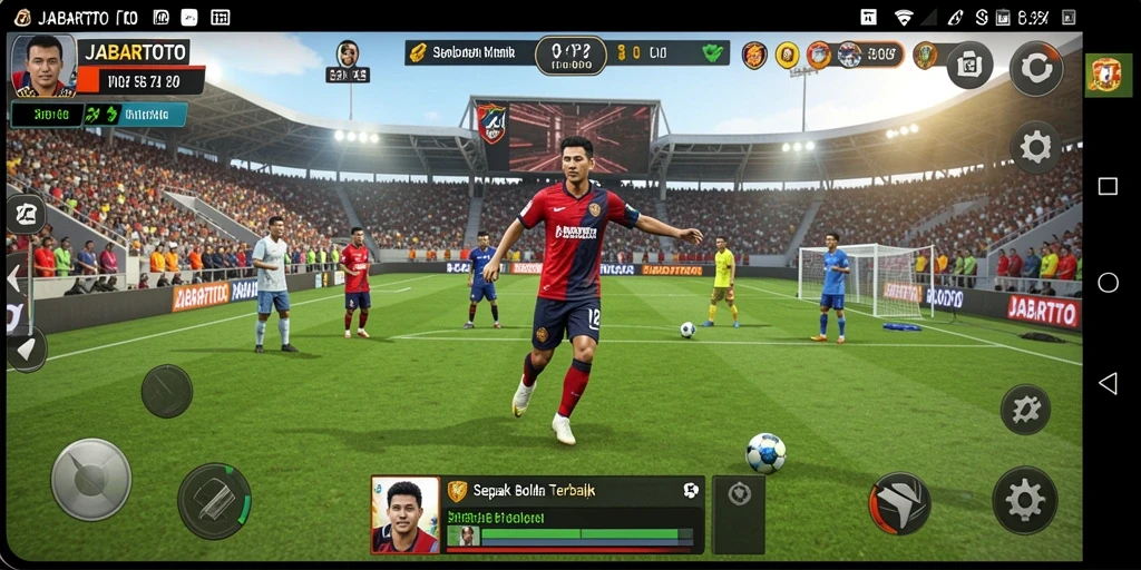 Gameplay seru JABARTOTO dengan aksi sepak bola yang mendebarkan.