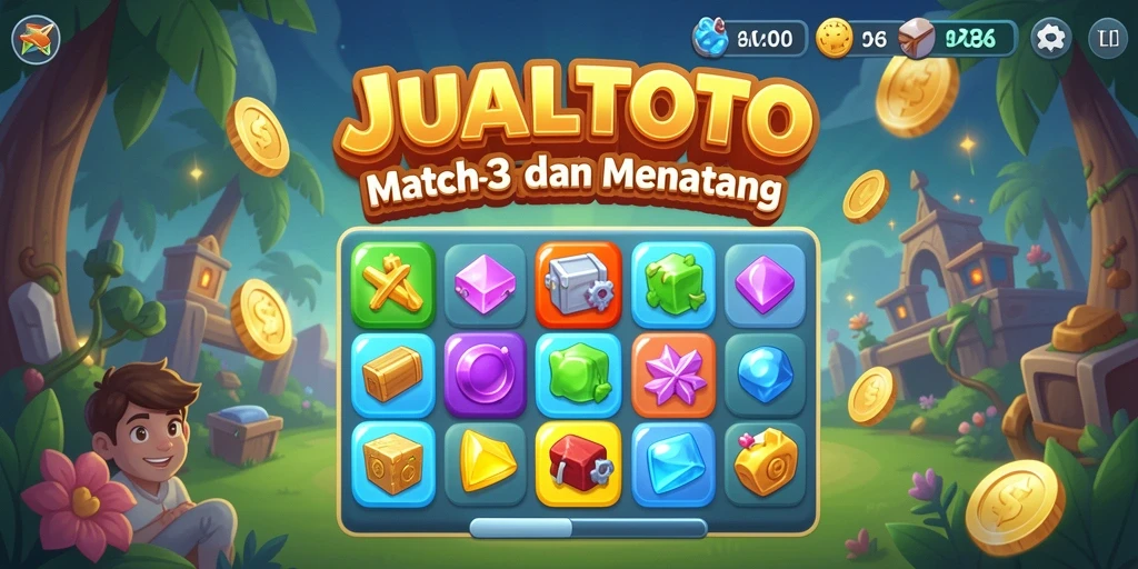 Gameplay menarik JUALTOTO dengan kombinasi elemen Match-3.