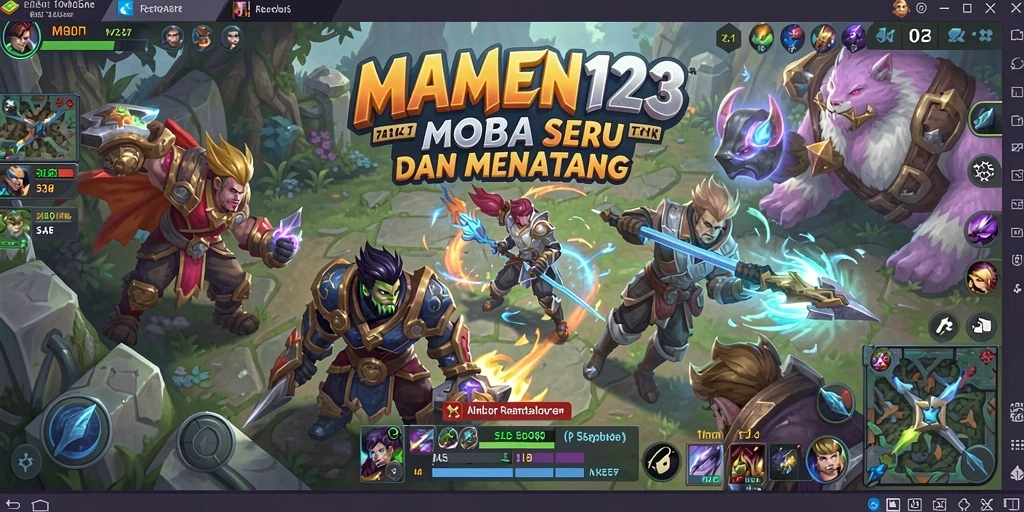 Screenshot MAMEN123 menampilkan aksi seru gameplay MOBA.