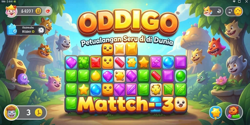 Tampilan menarik ODDIGO dengan gameplay Match-3 yang seru.