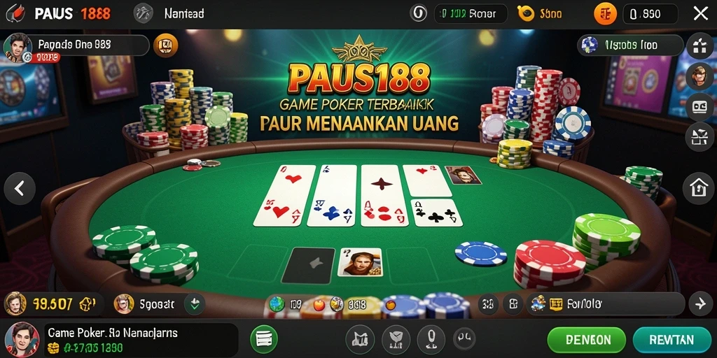 Tampilan utama dari gameplay Poker PAUS188 yang mendebarkan.