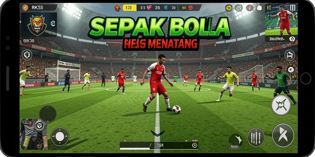 Tangkapan layar menampilkan aksi pertandingan sepak bola yang intens.