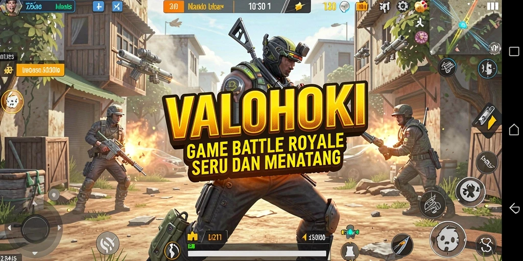 Screenshot gameplay VALOHOKI menampilkan pertarungan Battle Royale seru.