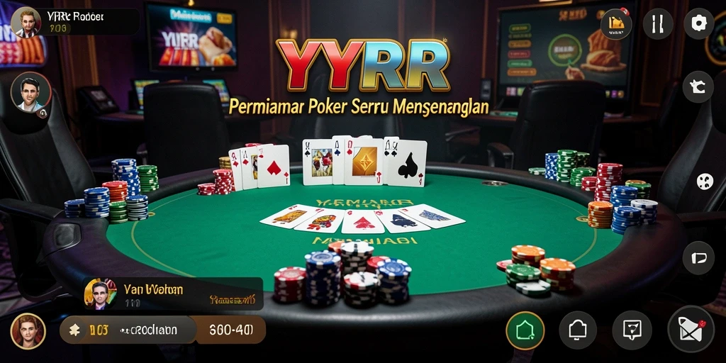 Screenshot gameplay YYRR menampilkan suasana meja Poker yang seru.